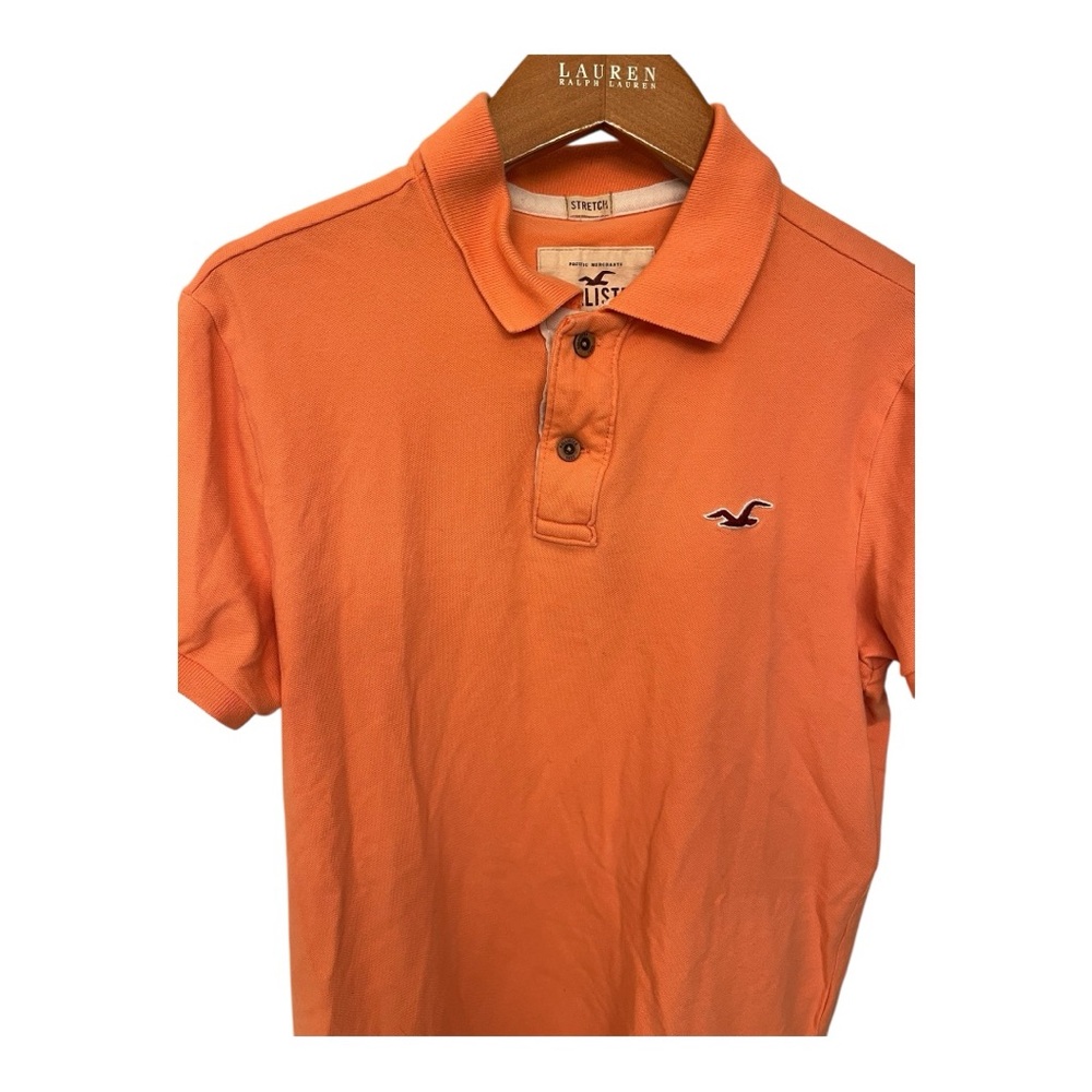 Hollister Men’s Orange Stretch Polo Shirt Size Small‎ - Picture 4 of 7